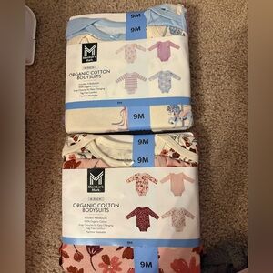 Members mark organic cotton long sleeve body suits size 9months new